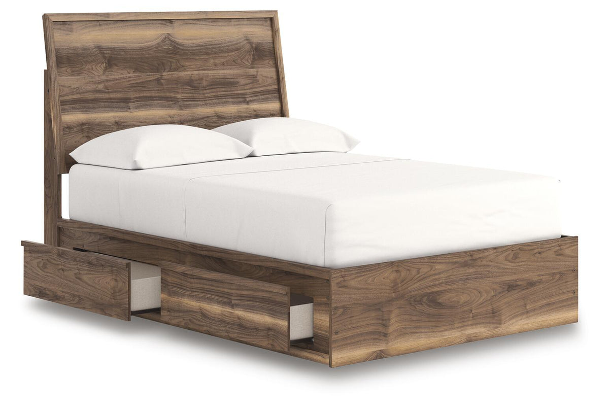 Chirason - 3 Pc. - Full Panel Storage Bed, Dresser And Mirror - Brown