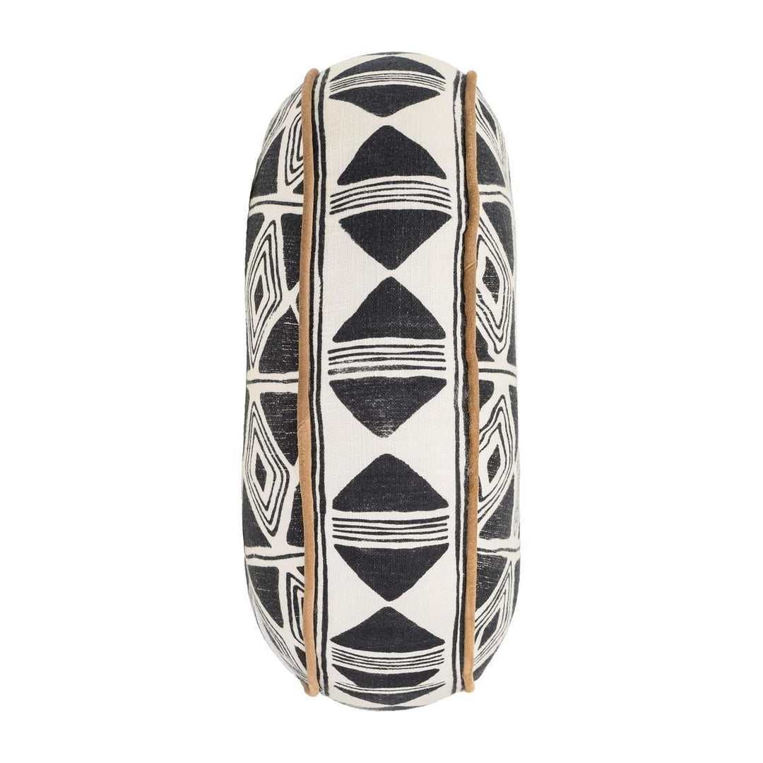 Radiant Oasis - 18" Round Nubia Pillow - Black / White