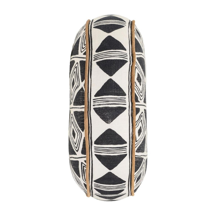 Radiant Oasis - 18" Round Nubia Pillow - Black / White