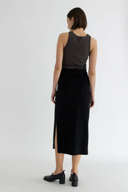 The Rosey Skirt | Midi Skirt with Side Slit: BLACK / LARGE