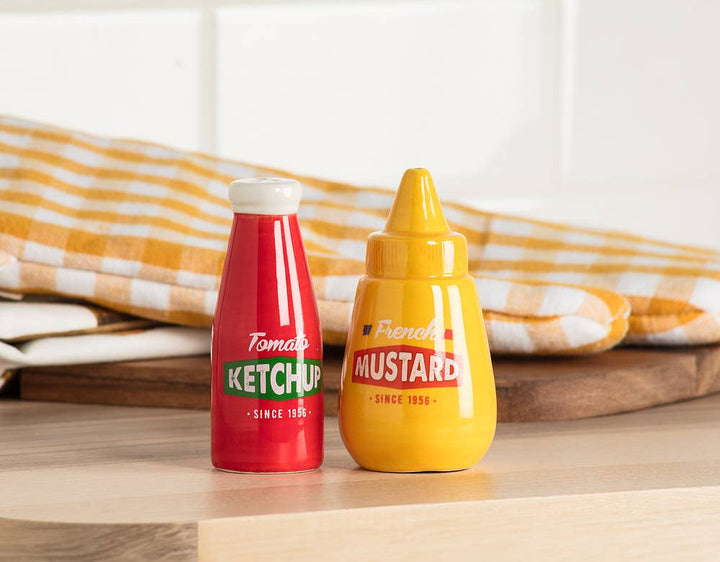 Ketchup & Mustard Salt & Pepper-4"H-1719