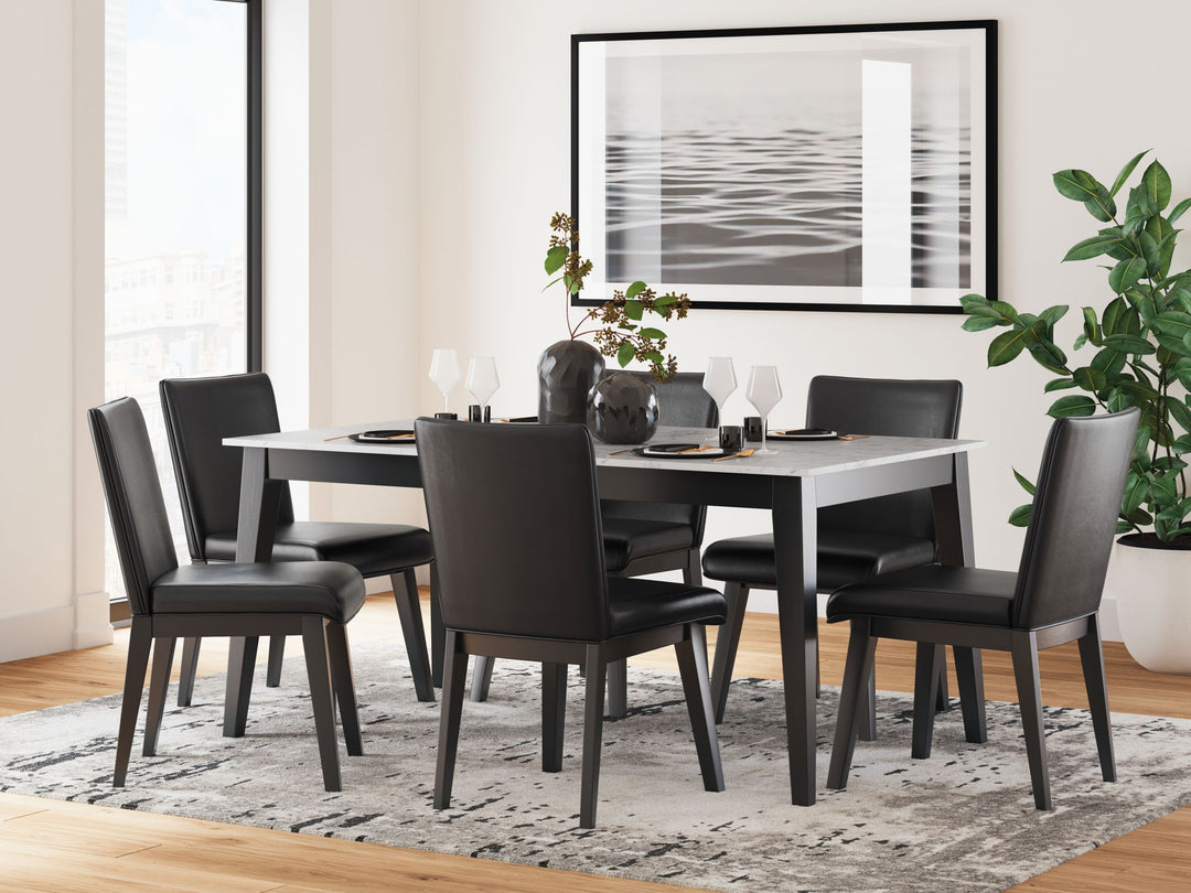 Jettaya - Black / White - Rectangular Dining Room Table