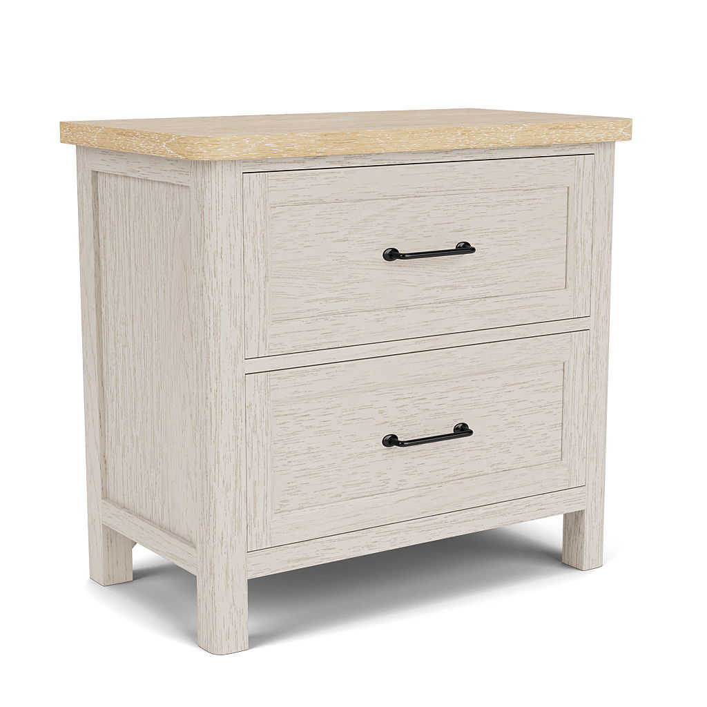 Glenndale - Two Drawer Nightstand - Aged White / Wheat