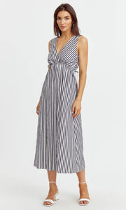Ferbie Stripe Midi Dress: Small / Black-White