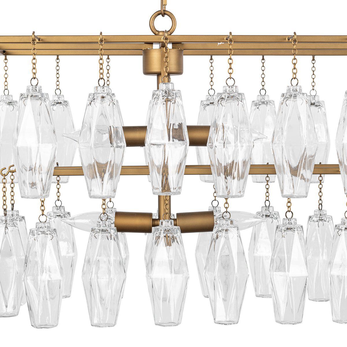 Tressia - Glass Round Chandelier - Brass