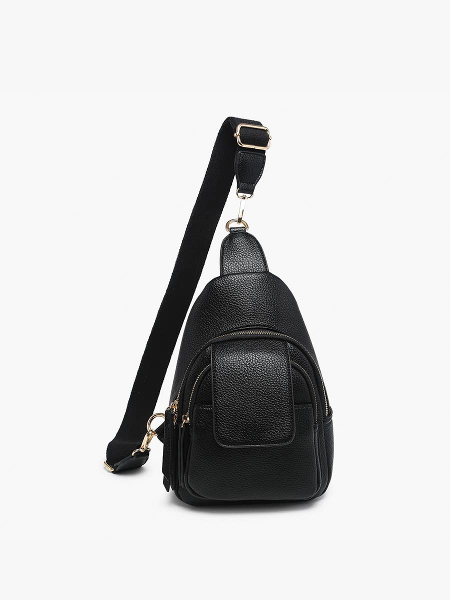 M2532 Sophia Sling Bag w/ Flapover Pocket: Olive