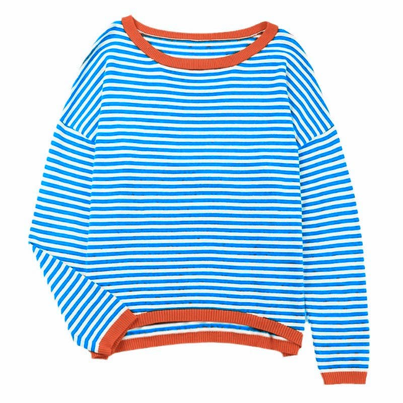 CWOSWL0811_ Long Sleeve Loose Neck Pullover Sweater: GREY / (M) 1