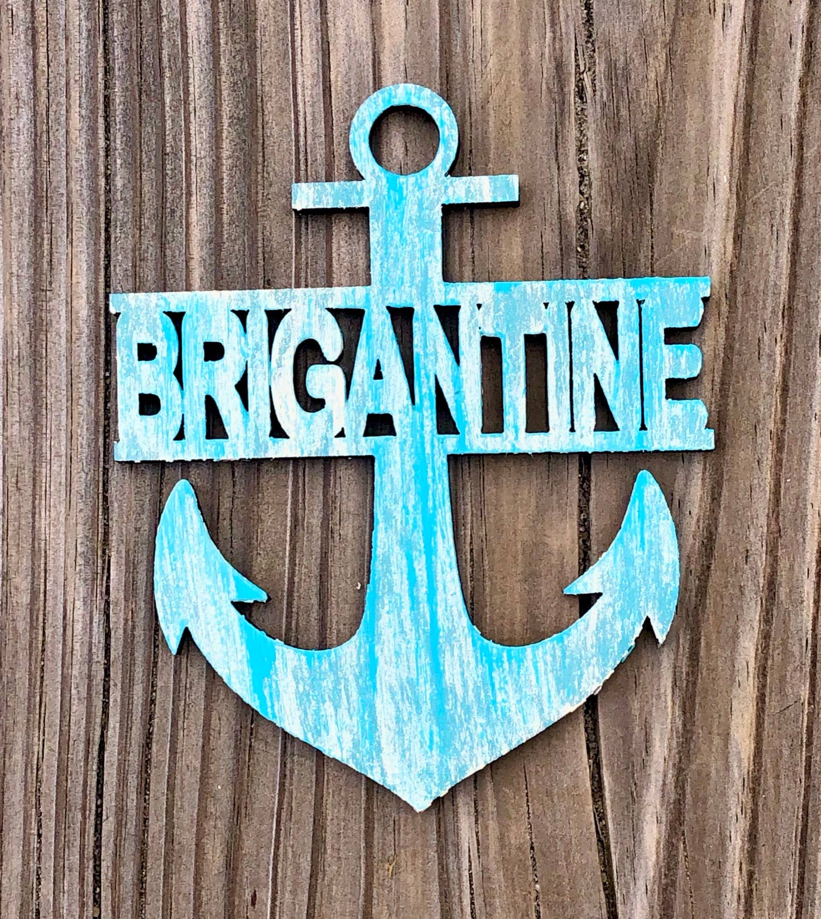 Customizable Nautical Anchor Ornament: Ocean Waves