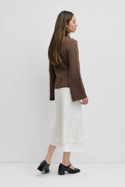 The Tyler Cardigan | Bell Sleeve Buttoned Cardigan: CHESTNUT BROWN / MEDIUM