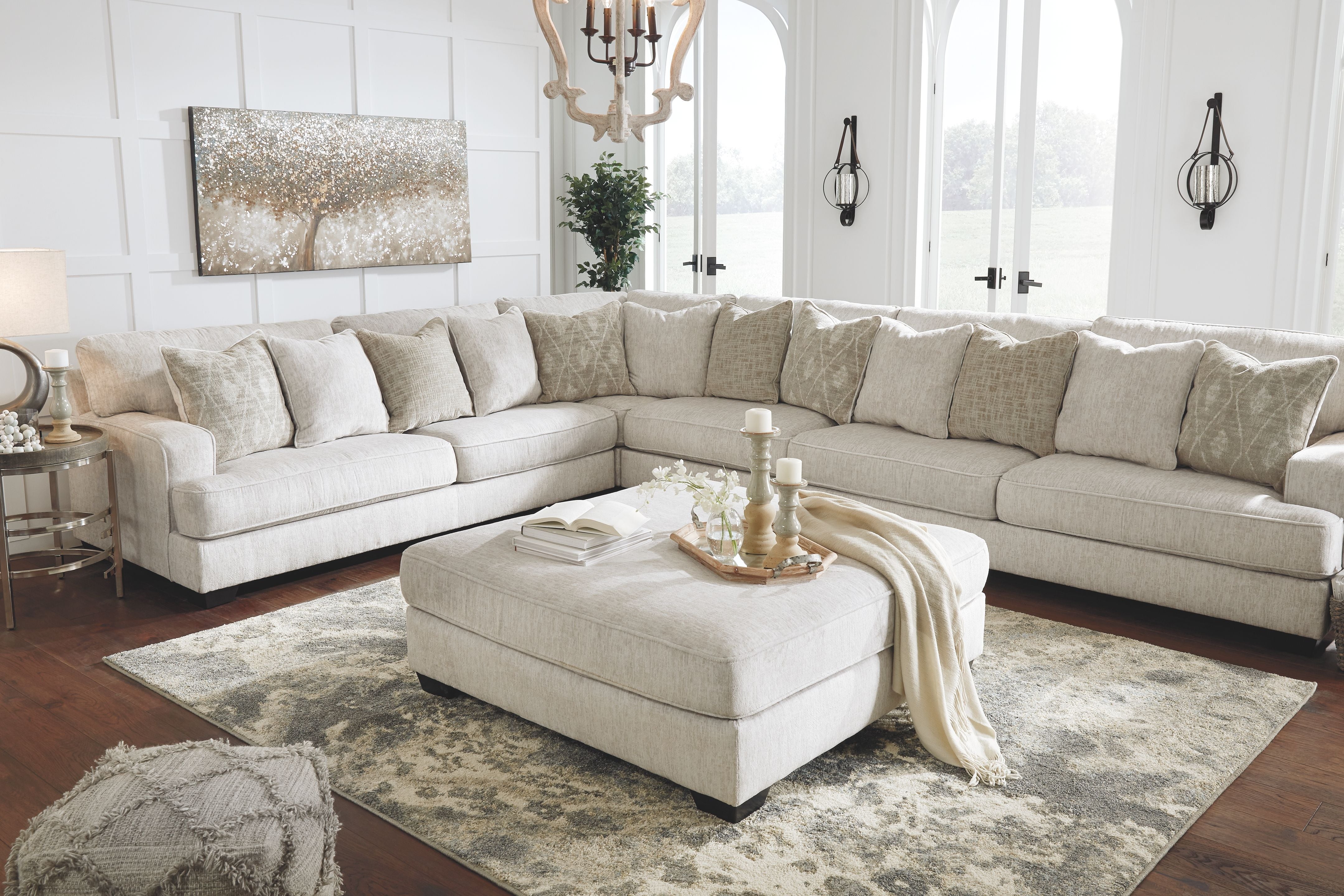 Rawcliffe - Oversized Accent Ottoman - Parchment