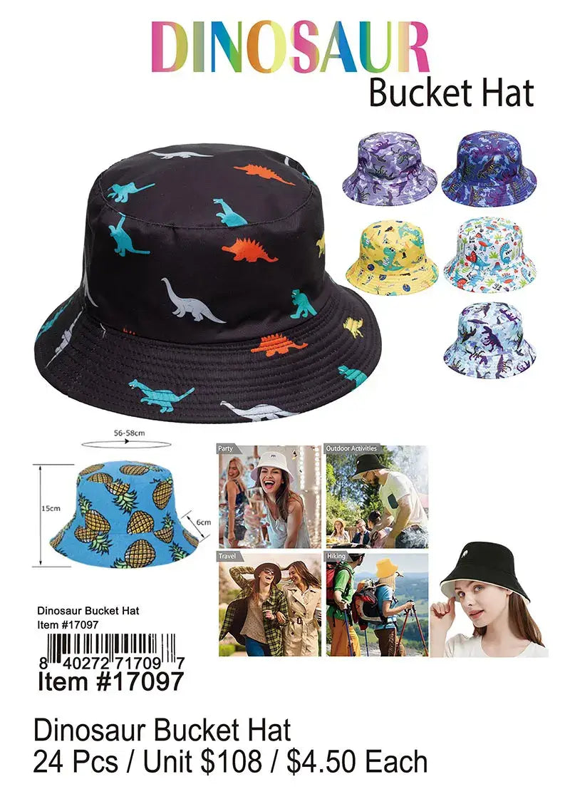 Dinosaur Bucket Hat 24 Pcs. .