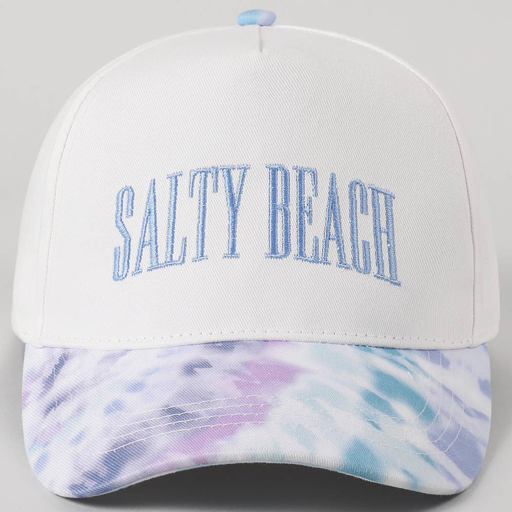 SALTY BEACH Embroidery Tie Dye Pattern Trucker Hat