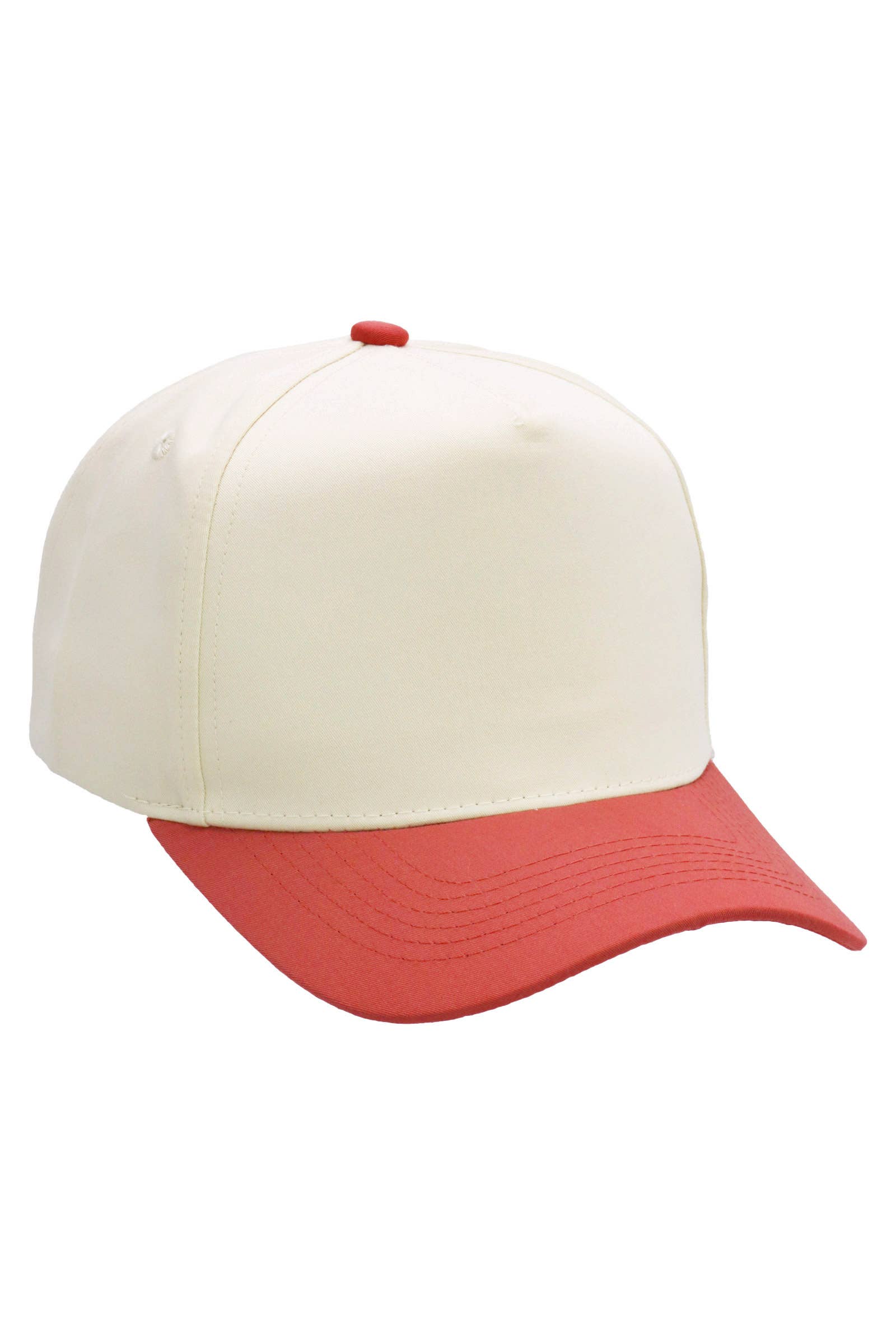 Two Tone Beige Upper Five Panel Baseball Cap: Beige/Black / One Size