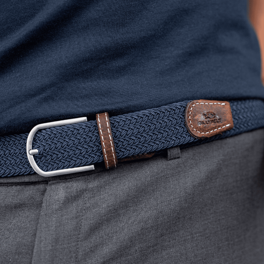 Slate blue elastic braided belt: Size 1