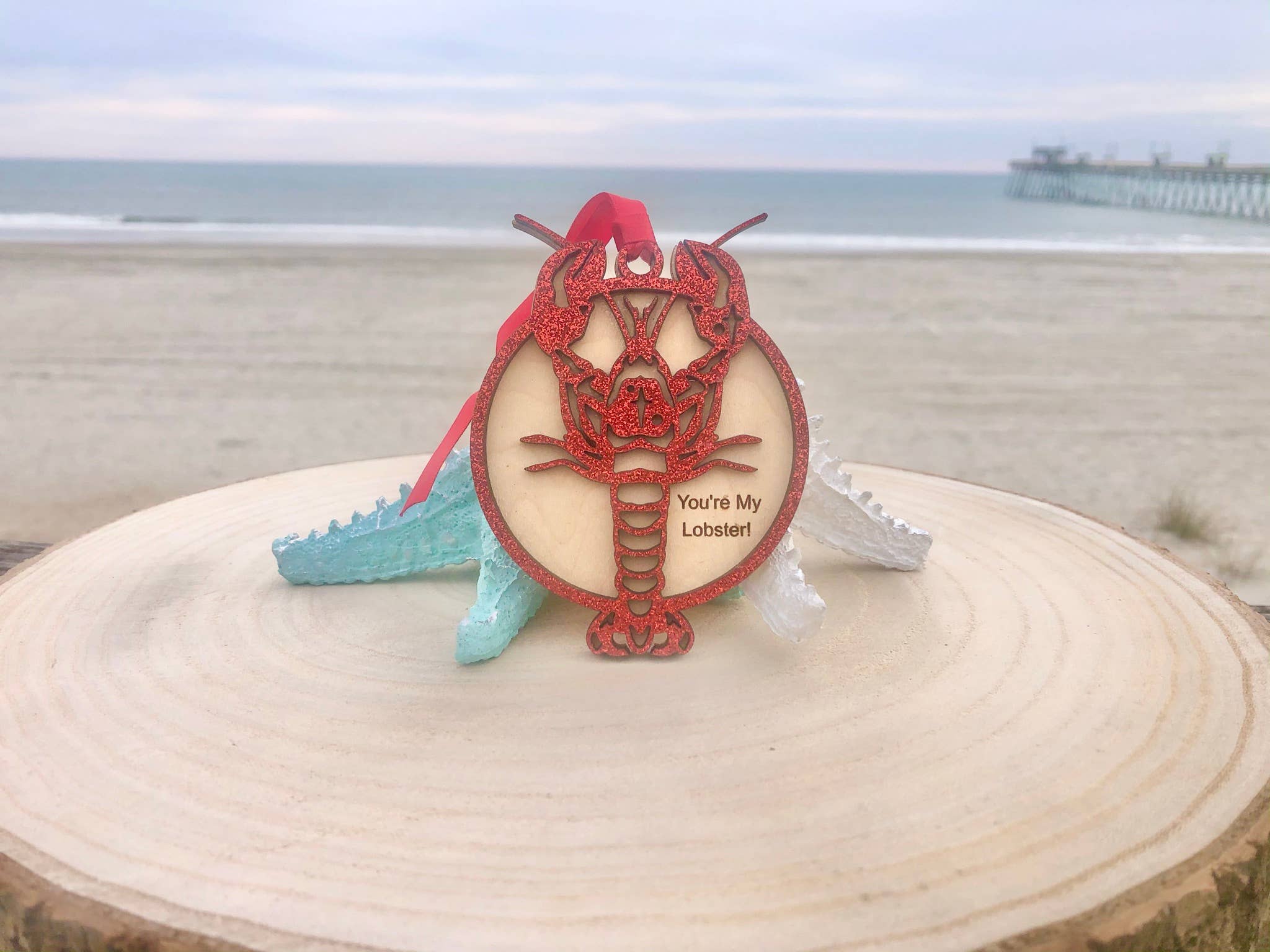Customizable Lobster Ornament: Red Painted / Seas & Greetings