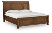 Zackaryn - King Sleigh Storage Bed - Warm Brown