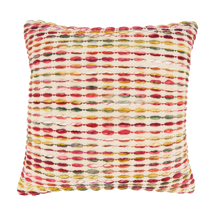 Woven Rainbow Stripe Delight Throw Pillow: Multi / 18" / Poly Filled