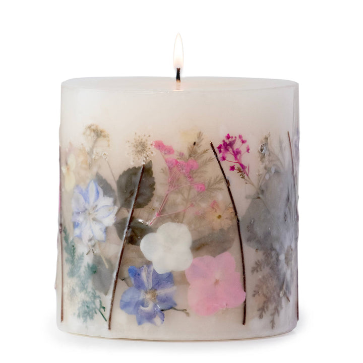 Violet Fern Pressed Flower Pillar Candle