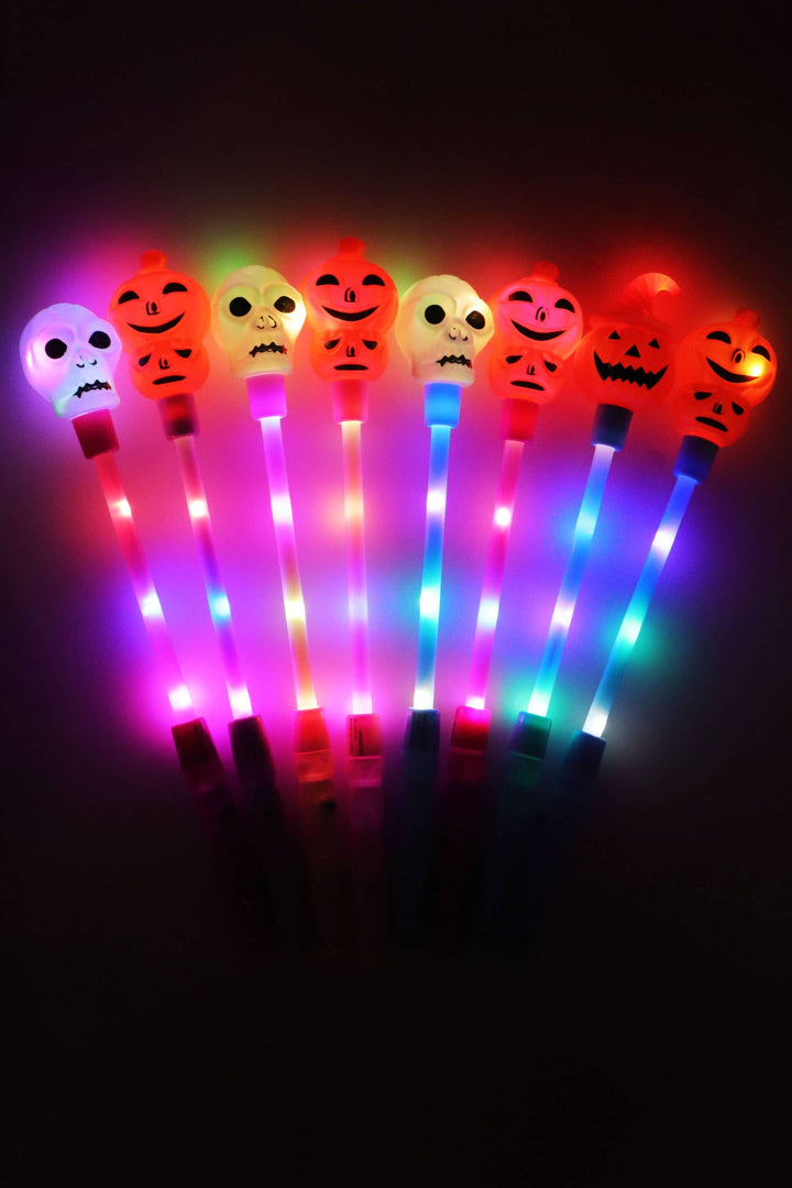 Halloween Pumpkin Skull Head Light Stick Wand: ASSORTED / ONE SIZE