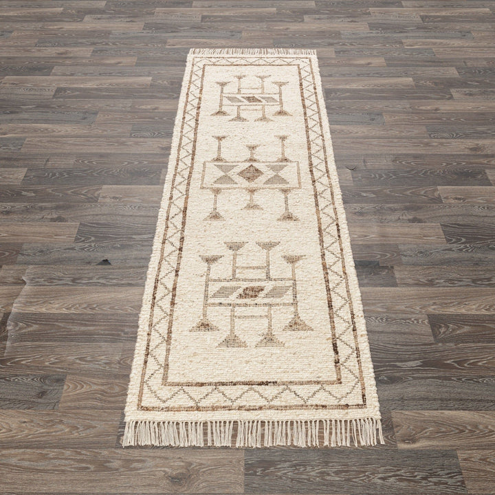 Gazi - 2.6' x 8' Area Rug - Ivory / Brown Multi