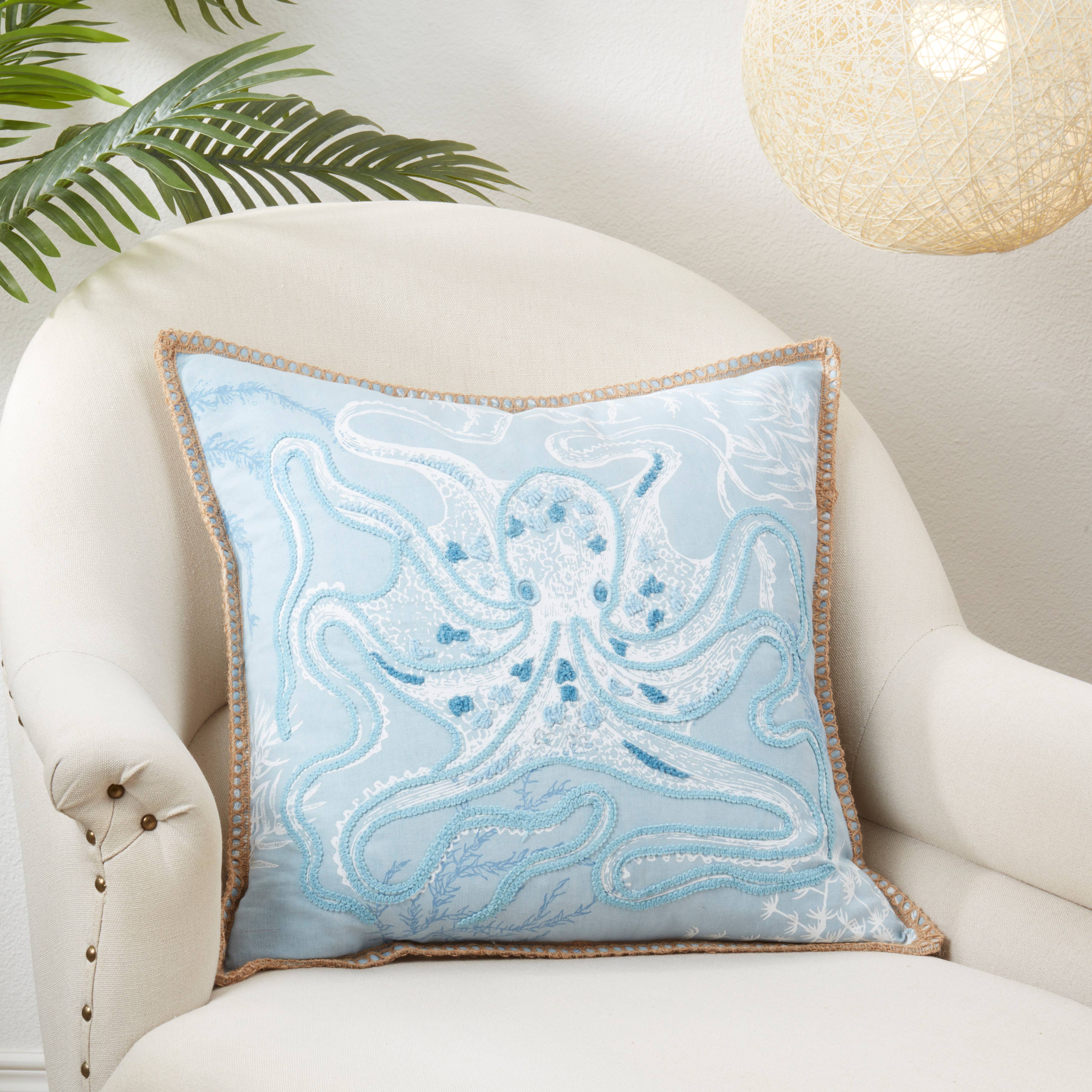 Oceanic Octo-Hug Throw Pillow: Blue / 20" / Poly Filled