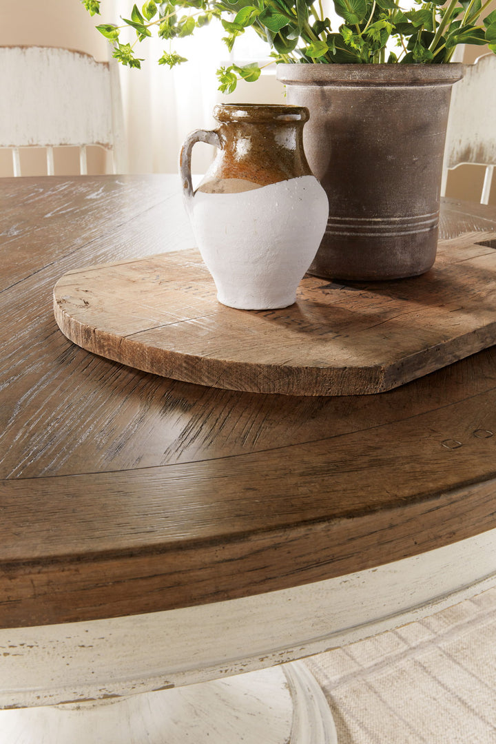 Americana - Round Pedestal Dining Table With One 22" Leaf