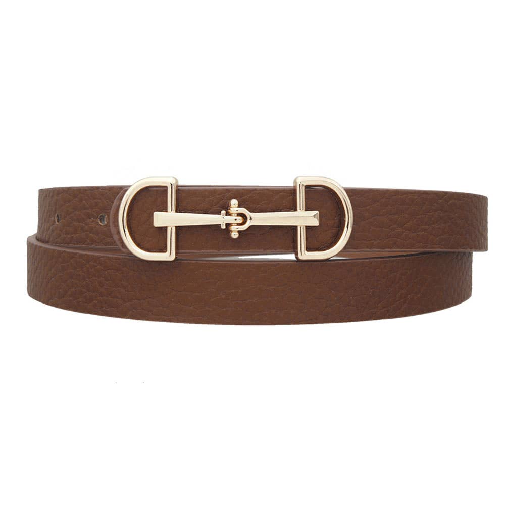 LUX D RING HORSE BIT BUCKLE SKINNY BELT IW20006