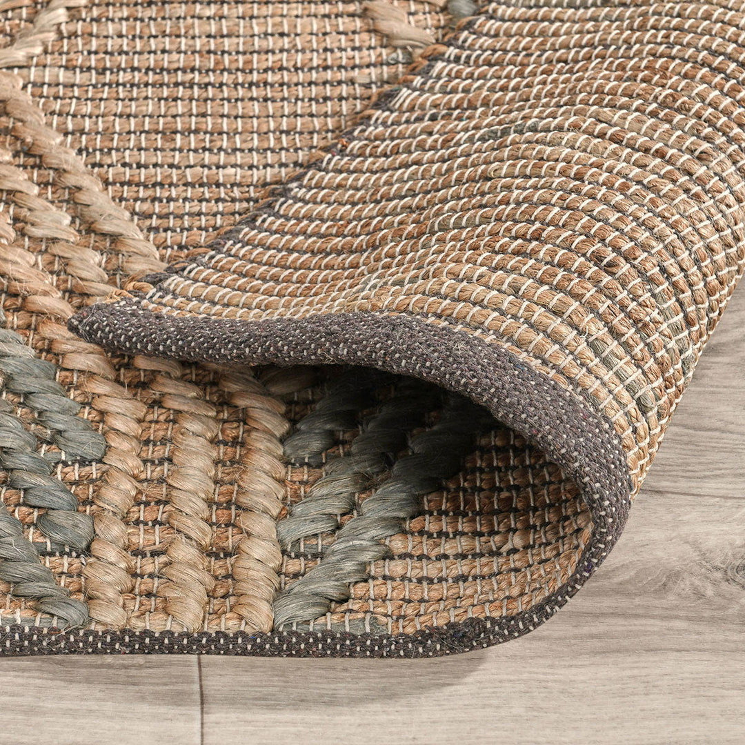 Natural Fiber - 2.6' x 8' Sylmar Rug - Natural / Mineral Blue