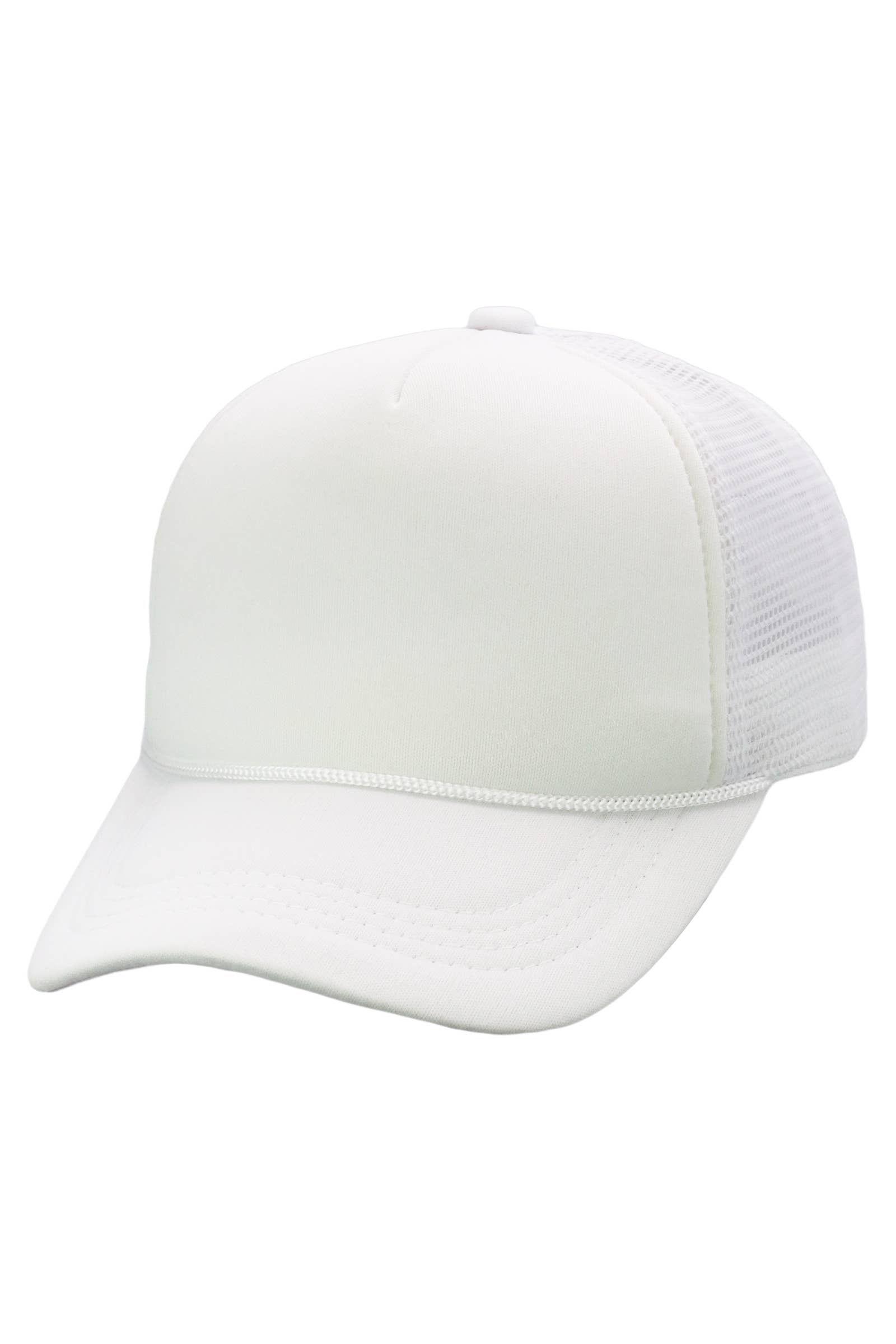 Kids Five Panel Sponge Padded Trucker Hat: WHITE / ONE SIZE