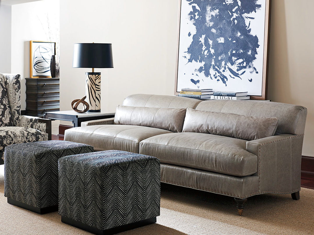 Barclay Butera Upholstery - Oxford Leather Sofa - Dark Brown