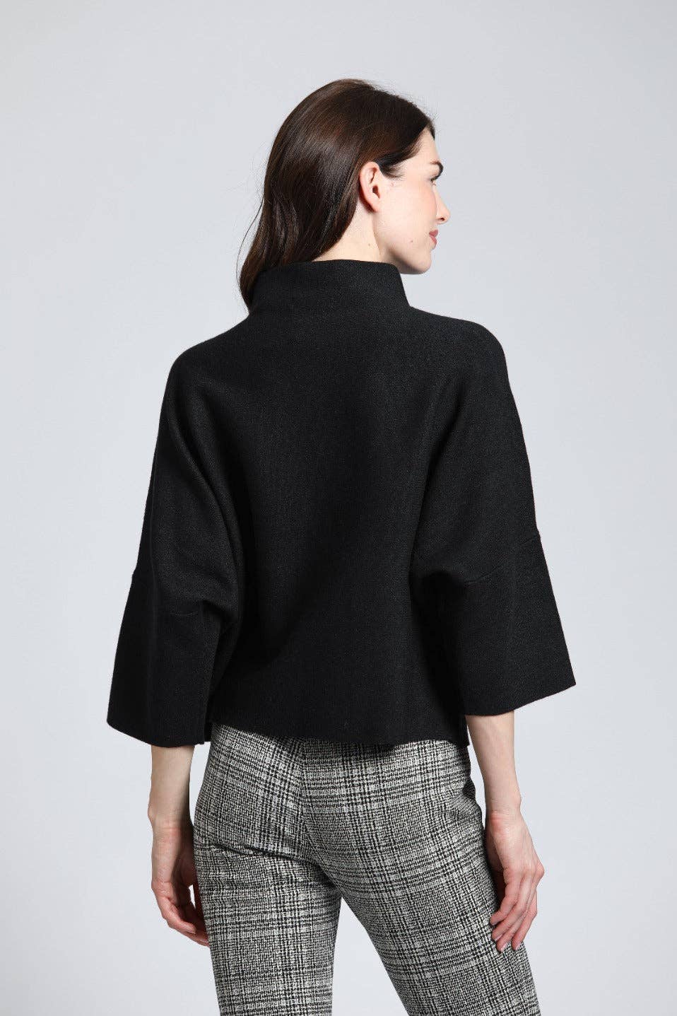 Funnel Neck Sweater With Patch Pocket: BLACK / S