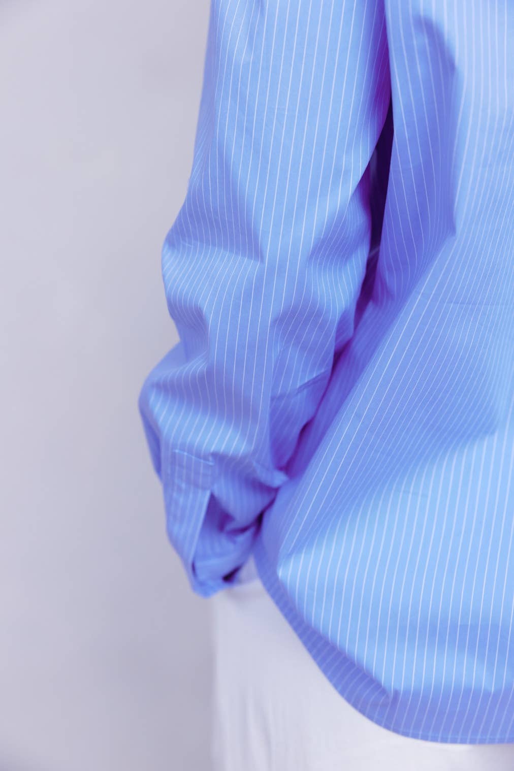 The Annalise Top | Pinstripe Button-Down Top: BLUE/WHITE / LARGE