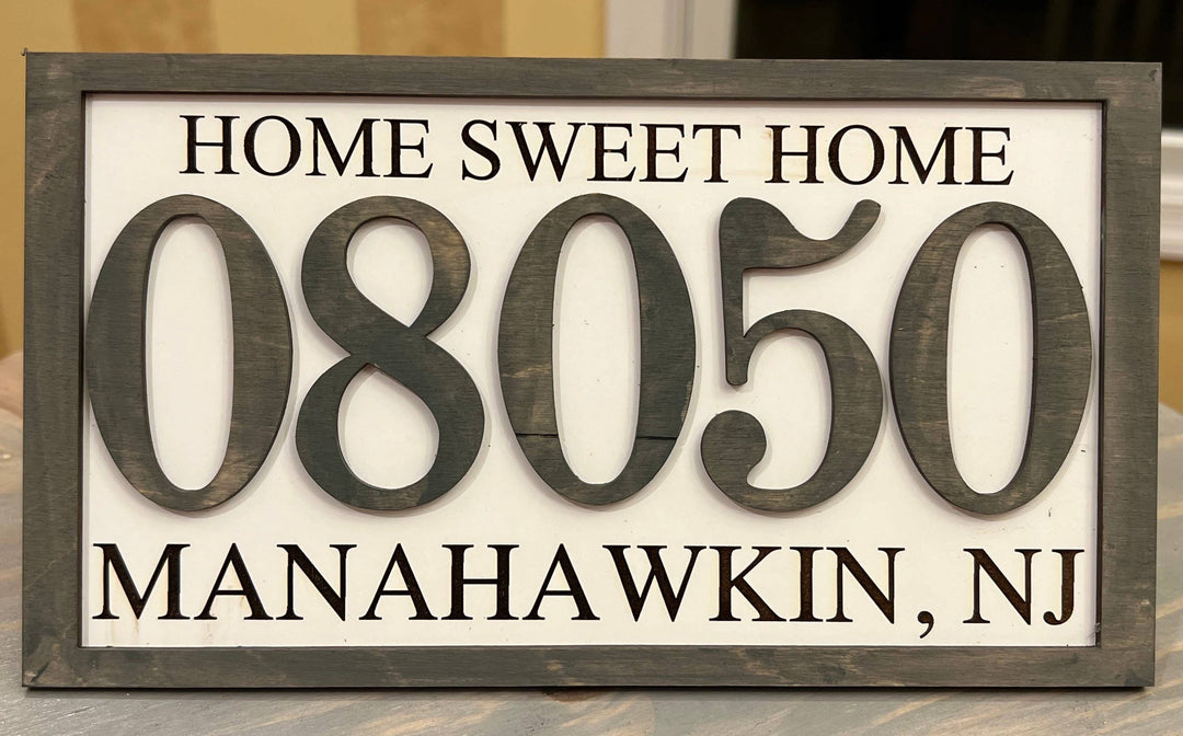 Personalized Zip Code Wood Sign: Gray