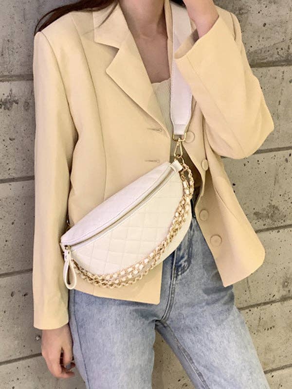 Cool Chic Chains Zipper Sling Bag: BLACK / FREE SIZE