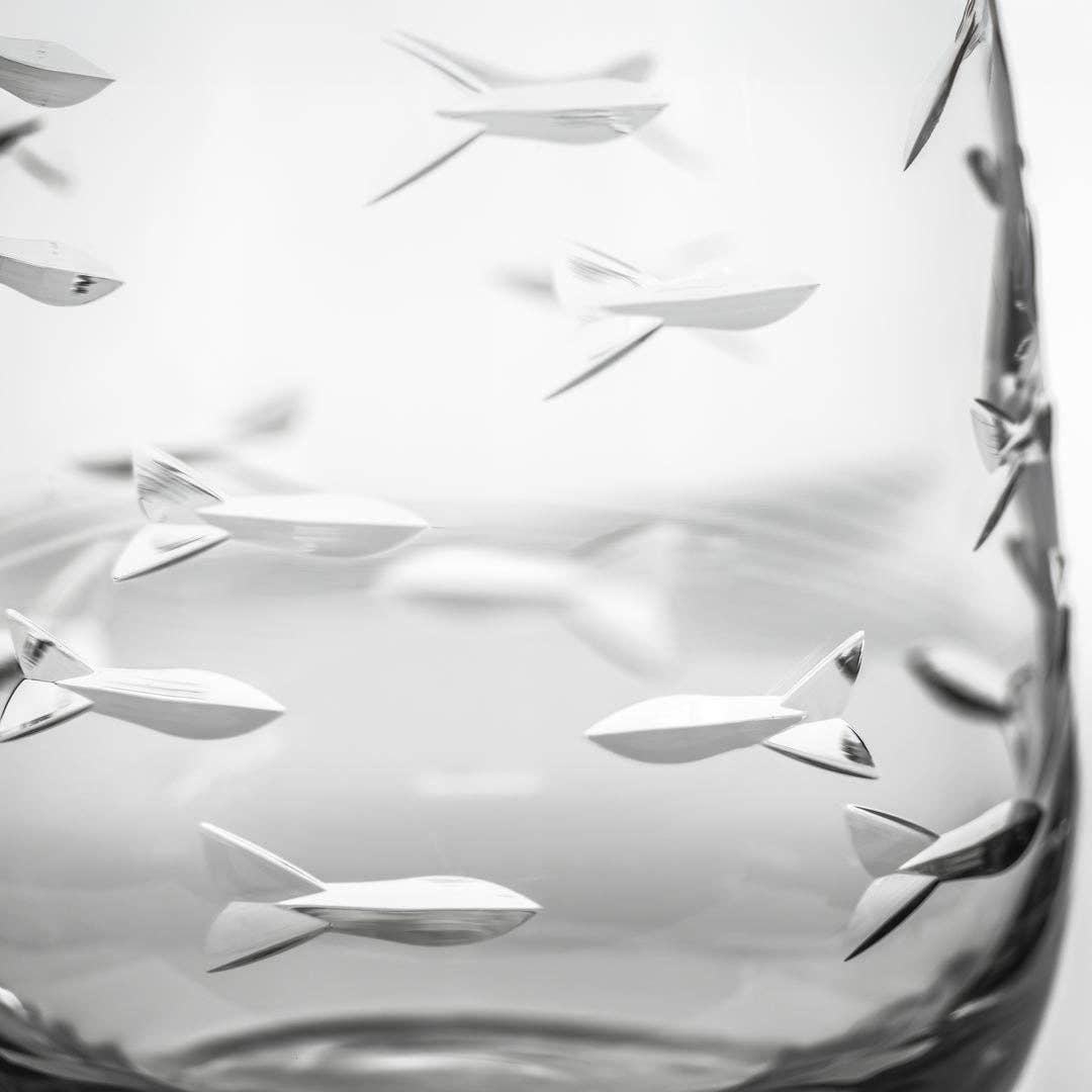School of Fish 15oz Clear Stemless Wine Tumbler Glass