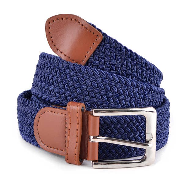 Men's Stretch Braided Woven Belts: HGRN / L