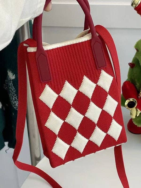 Houndstooth Split-Joint Bags Crossbody Bags Handbags: LIGHT BLUE / One_size