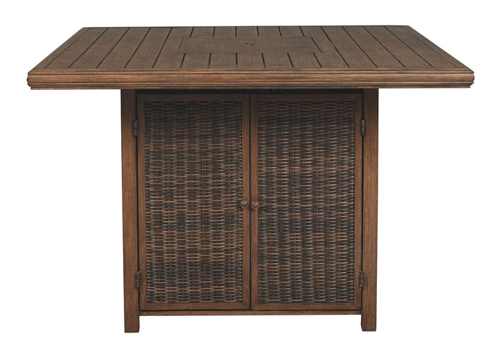 Paradise Trail - Medium Brown - Square Bar Table w/Fire Pit