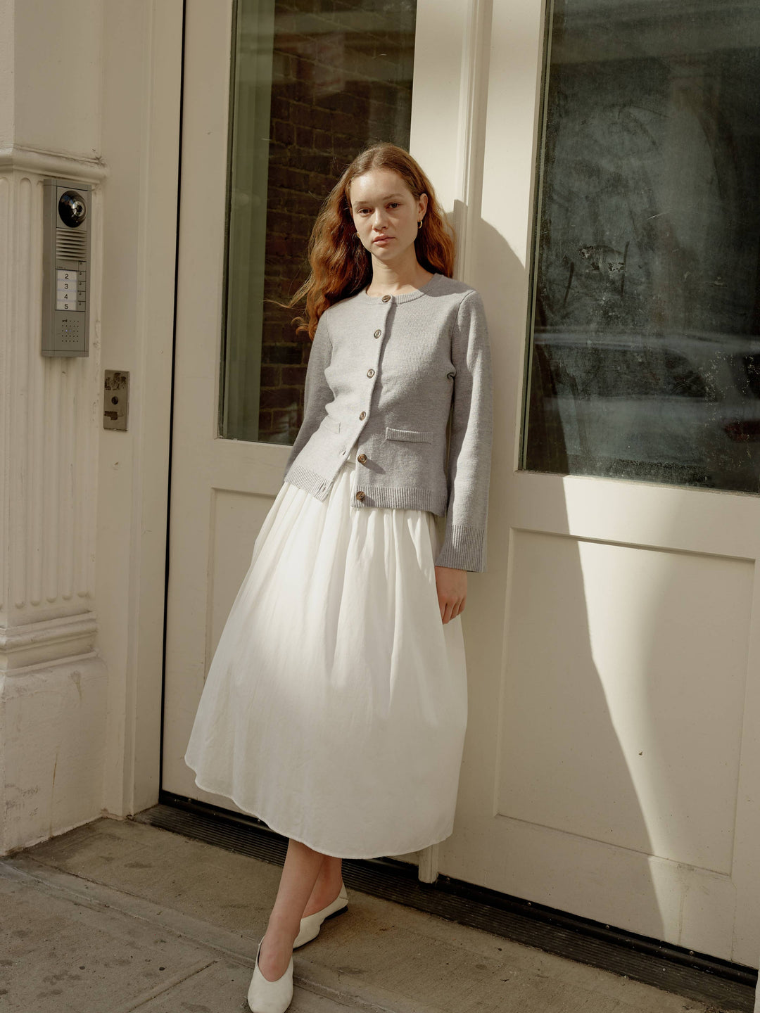 The Tyler Cardigan | Bell Sleeve Buttoned Cardigan: OATMEAL / SMALL