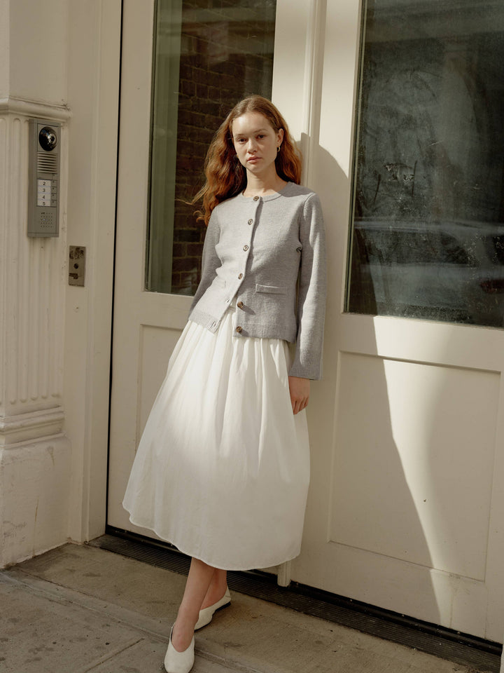 The Tyler Cardigan | Bell Sleeve Buttoned Cardigan: OATMEAL / SMALL
