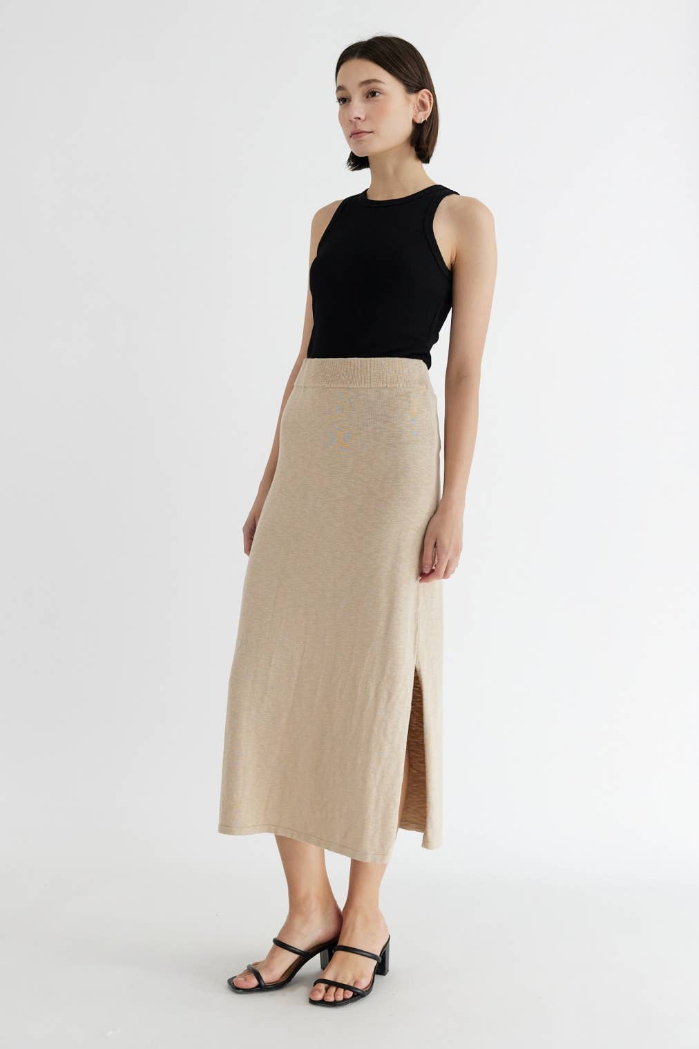 The Rosey Skirt | Midi Skirt with Side Slit: BLACK / SMALL