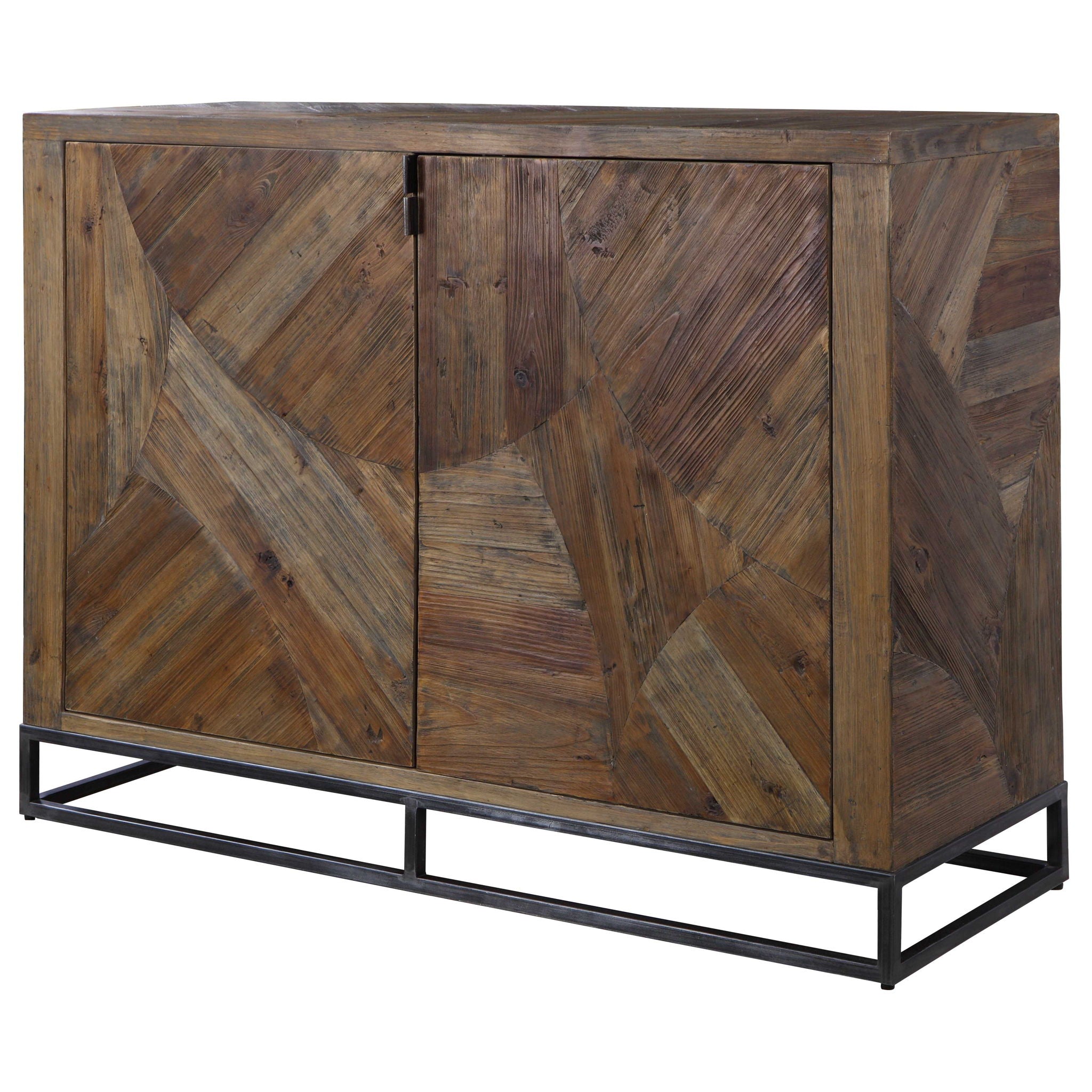 Evros - Reclaimed Wood 2 Door Cabinet - Dark Brown