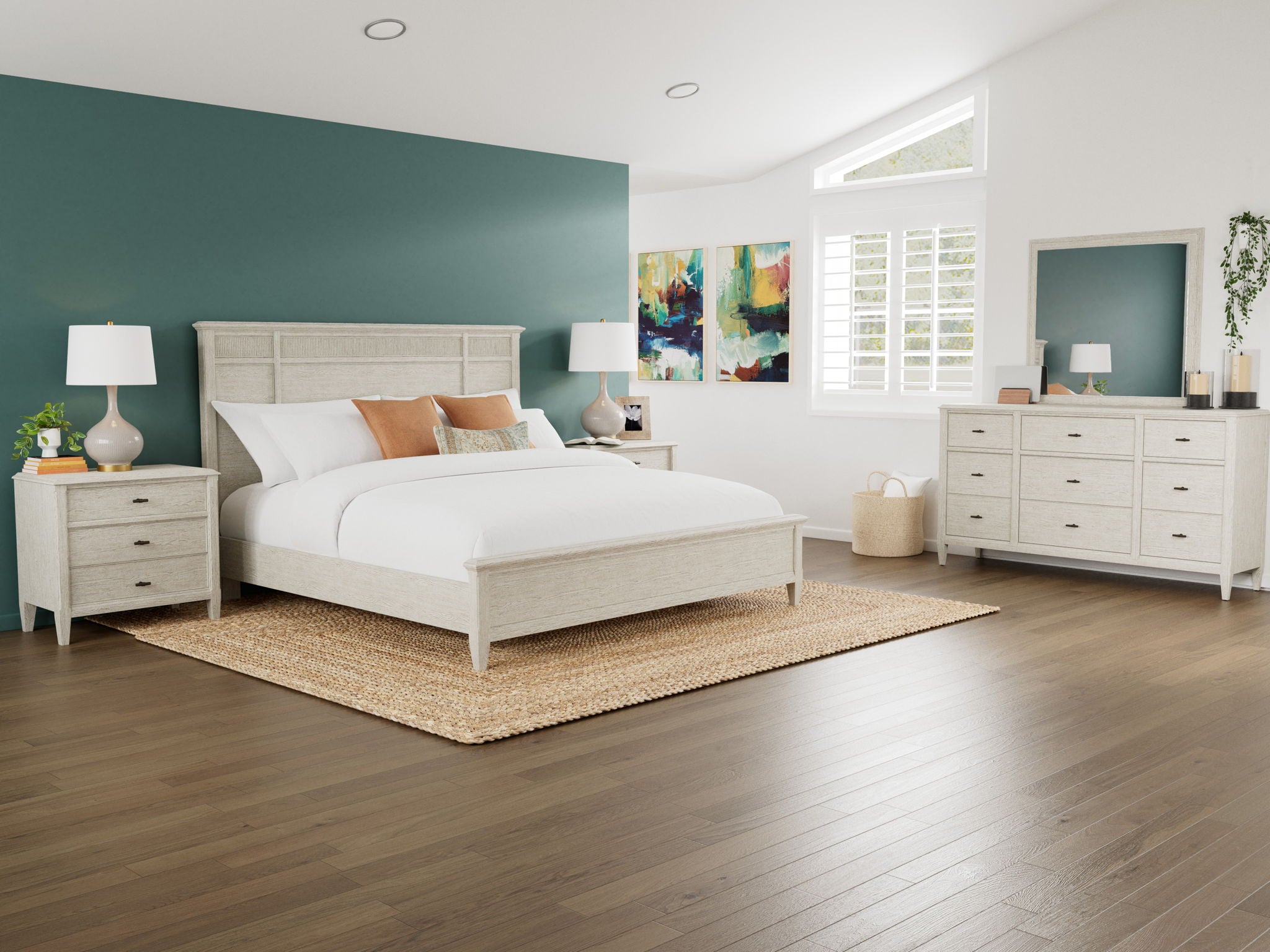 Carmella - King Panel Bed - Pebble Oak