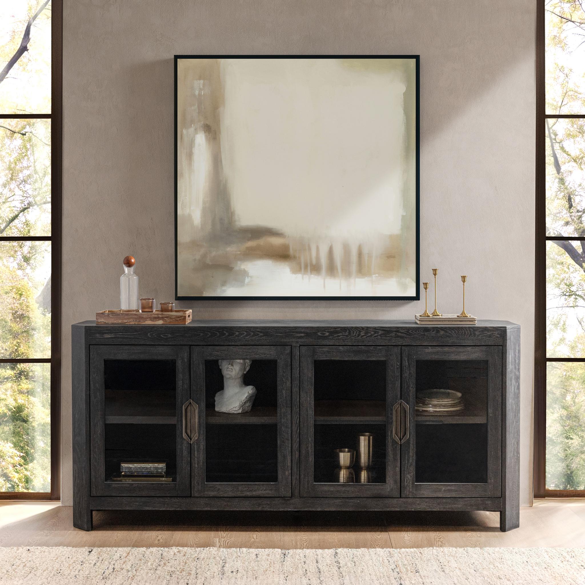 Macarthur - Reclaimed Oak 4 Door Cabinet - Aged Black