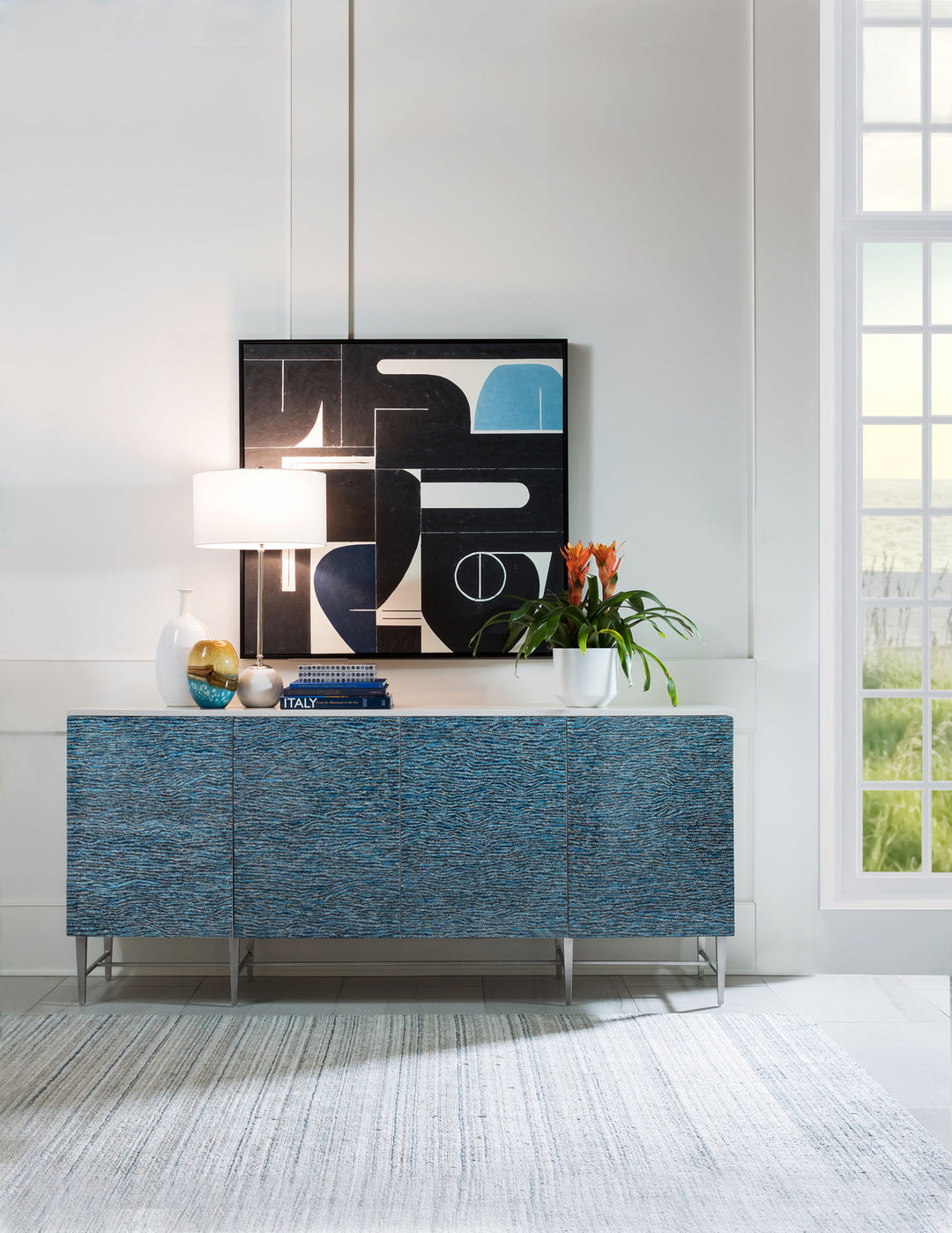 Signature Designs - Deepwater Media Console - White / Blue