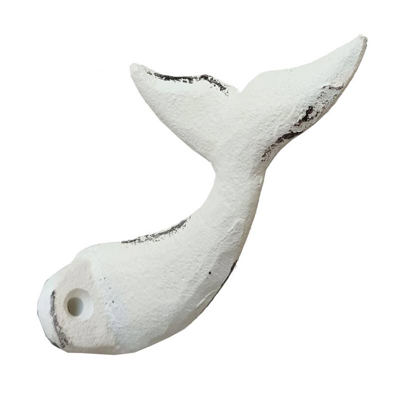 4" White Whale Tail Cast Iron Wall Hook