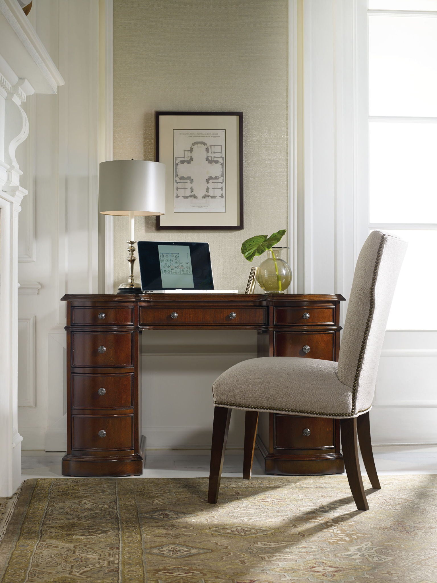 Home Office - Hole Desk Bow Front - Dark Brown