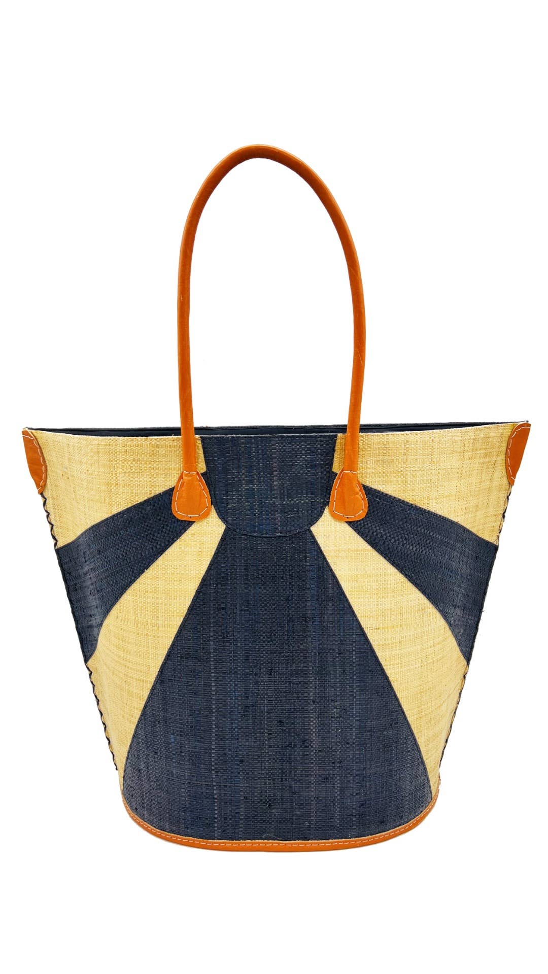 Sunburst Large Straw Tote Bag: Seafoam