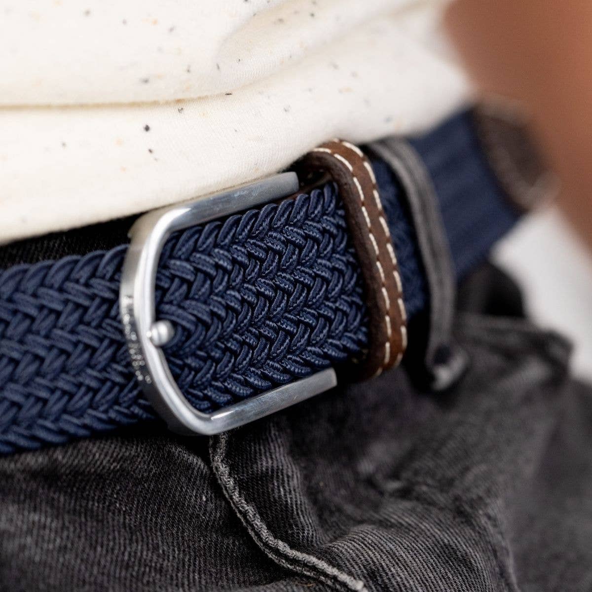 Slate blue elastic braided belt: Size 2