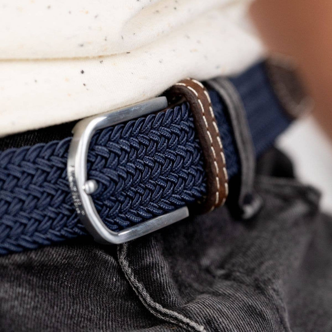 Slate blue elastic braided belt: Size 1